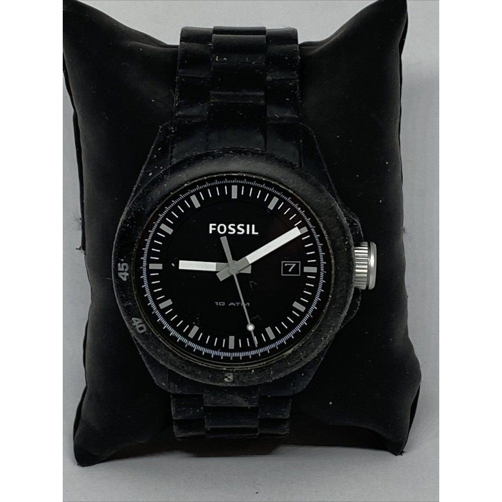 Fossil AM4505 Unisex Black Silicone Analog Dial Qu